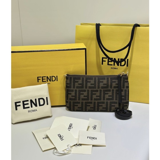 Fendi Baguette New Clutch Classic FF Fabric Logo