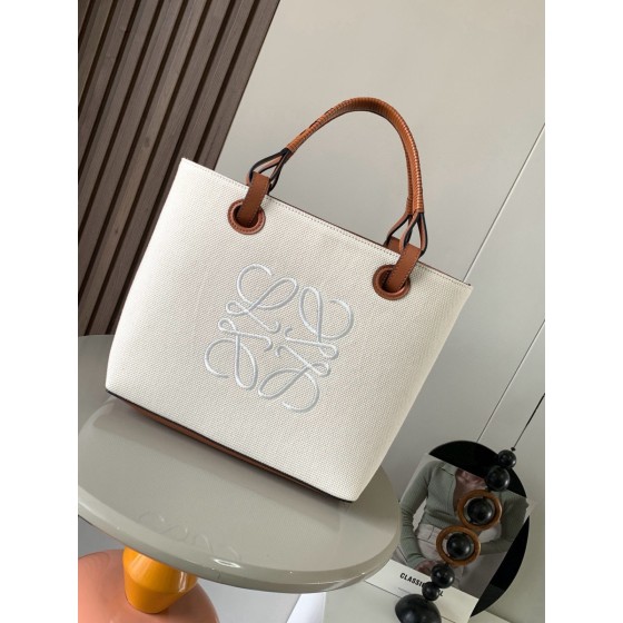 Loewe Medium Anagram Tote Calfskin & Linen Spliced