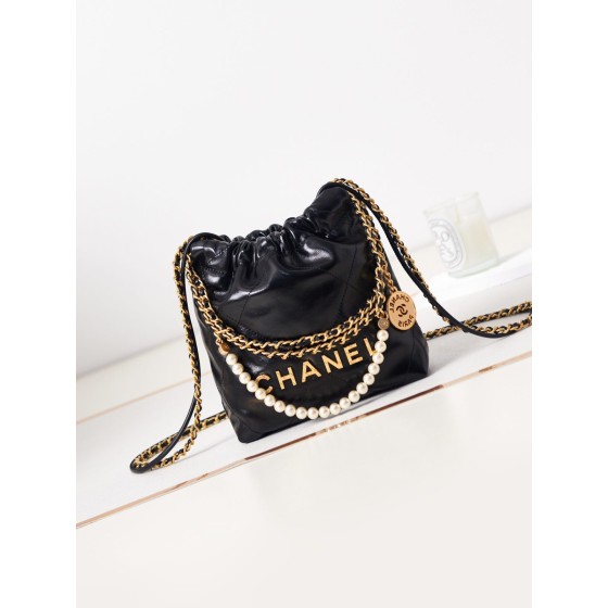 Chanel AS3980 Mini 22 Bag Pearl Decoration