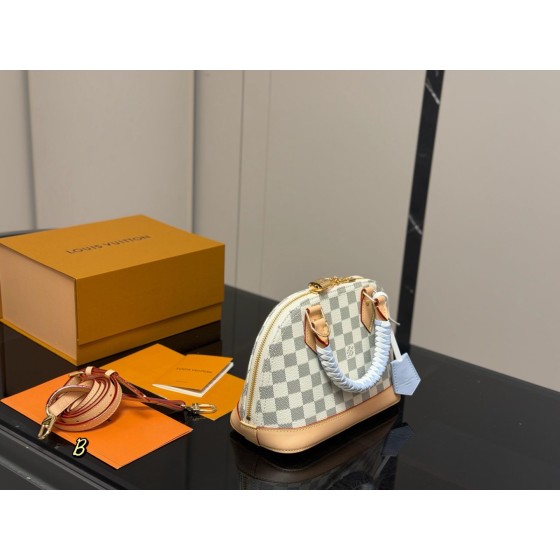 LV Alma White Checkered Shell Bag 25×18cm