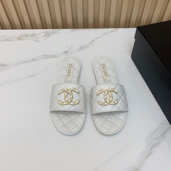 Chanel Quilted Chain Slippers