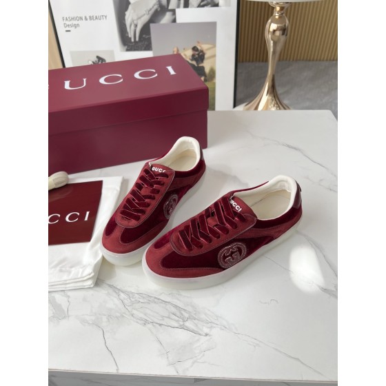 Gucci Double G Leather Trainer Shoes 3D Logo Lette