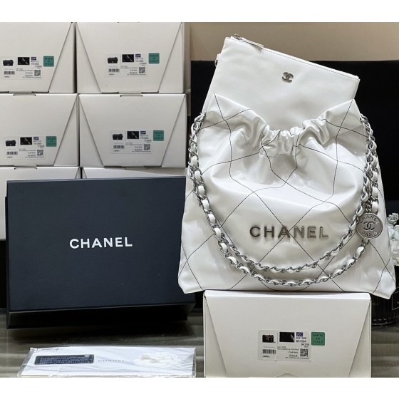 Chanel 22 Bag White With Black Stitching