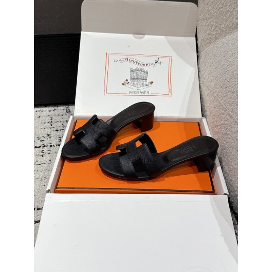 Hermes Oasis One-Strap Heeled Slippers