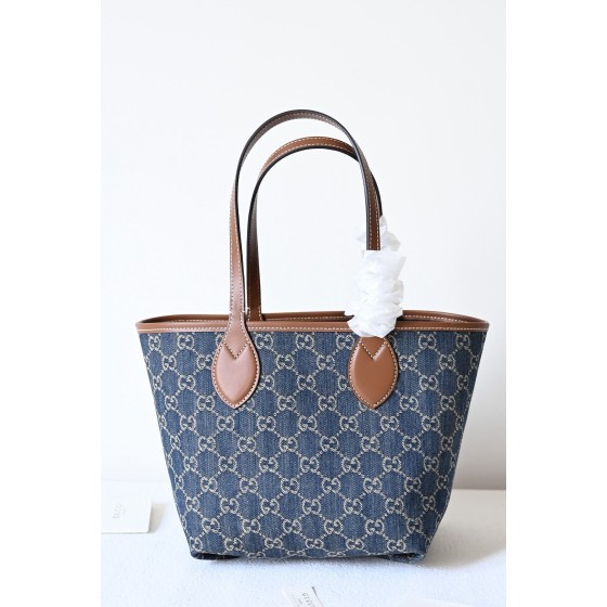 Gucci Totissima Denim Vintage Tote Shopping Bag