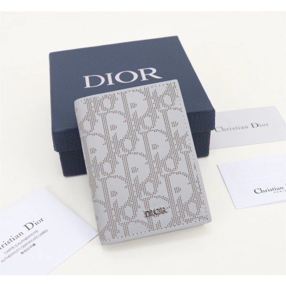 Dior Grey Oblique Galaxy Men's Bifold Card Holder